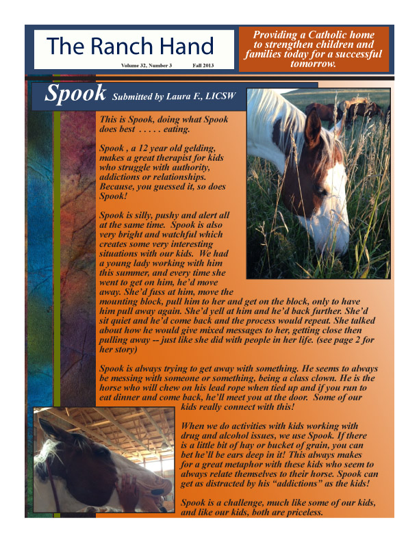 Fall newsletter from Home On The Range with student testimonials and pictures of horses