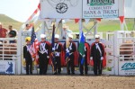 the knights of columbus presenting the flags and colors